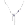 Collier Original y2k en métal plissé en zircon violet, chaîne d'amour, attrape le dieu féerique de l'éphémère dans la poussière