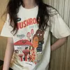 Хлопковый материал ретро -абрикосовый гриб милые футболки oneck повседневная летняя женщина футболка модная уличная одежда Kawaii одежда 220526
