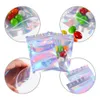 Sacos para embalagem a laser Sacos plásticos à prova de odores resseláveis para embalar alimentos doces Holográfico arco-íris colorido 1222393