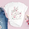 Kvinnor grafisk blommor blommig mode avslappnad söt 90 -tal stil vintage lady tees tryck toppar kläder kvinnlig t shirt kvinnor tshirt 220527