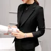 Blazer nero da donna Formale da donna Abito da lavoro da ufficio Tasche Giacche Cappotto Slim Femme 220801