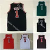 Mens Stitched 1 Derrick Rose Jersey Embroidery Basketball Jerseys Black Red White Green Size S-2XL