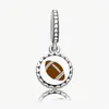 Andy Jewel Authentic 925 Sterling Silver Beads Football Dingle Charm Mixed Emamel Charms Passar europeiska Pandora -stil smycken armband halsband Eng