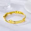 Bangle Women Girls pode ajustar o design de lótus 18k Moda de ouro amarelo preenchido