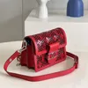 Bags Designer Explosive Women's Mini Dauphine M20359 Red Shoulder Patent Calfskin See-through Signature Leather Lace Openwork Emblematic