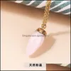 Kunst- en ambachten circar kegel steen kristal charmes gouden ketting hanger kettingen amethist rose quartz groothandel sieraden voor sport2010 dhgka