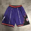 Team Basketball Shorts Just Don Retro Wear Sport Pant With Pocket Zipper Sweatpants Hip Pop White Purple Red
