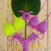 3 Piece Biquini Pink Bikini Women Beach Outing Swimwear Floral Print Set Biquinis Feminino Maio Thong s Swimsuit 220408