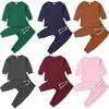 Set di abbigliamento carini da 0-24m set da bambina set ragazzo di colore solido colorato nata cotone abbigliamento per bambini abiti da notte vestiti abiti da casa