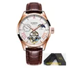 Zegarek na rękę mody sportowe zegarki mechaniczne skórzane paski męskie automatyczne horloges mannen reloj hombre