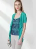 Women's Blouses & Shirts Gowani Women Green Lace Silk Tops Fashion 2022 Elegant Female Short Sleeve Cardigan Women's Clothing Summer Rop