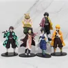 6pcs/Set Demon Slayer Action Figures фигуры анимация украшения модели кукол Слепое коробку Оптовые