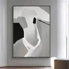 Colore semplice Nero Bianco Grigio Astratta moderna Tela Oi Pittura dipinta a mano al 100% Wall Art Home Decor Immagini per soggiorno A 612