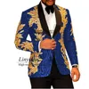 Slim Fit Terno Masculino Brilhante Lantejoulas Gold Applique Ternos Homens Prom Smoking Noivos Set 2 PiecesBlazerPants Costume Homme 220815