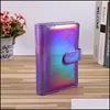 Notepads Notes Office School Supplies Business Industrial Holographic A5 A6 Pu Leather Notebook Binder Refillable 6 Rings Er Loose Leaf Pe