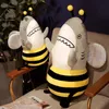 Amazon New 35cm Strange Shark Bee Plush Pillow Toy Dolls Creative Shark Doll Birthday Present Grey Ups eller DHL