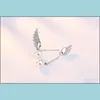 Studörhängen smycken mode 925 sier pläterad abs imitation pärla asymmetri individualitet änglar vingar för kvinnor j120 släpp leverans 2021 uah