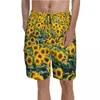 Pantaloncini da uomo Allegro bordo girasole Fiore giallo brillante Pantaloni corti da spiaggia Elastico in vita Modello Design Costume da bagno Taglie fortiUomo
