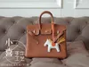 Platina handväska designer väska hand sy vax tråd handgjorda kvinnors hand i handväska 25 cm togo ko läder gyllenbrun