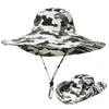 Camouflage Fisherman Hat Party Supplies Camouflages Caps Sport leaf Jungle Military Cap Fishing Hats Sun Screen Gauze Cowboy JLE13788