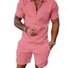 Men's Tracksuits Summer Mens Tracksuit Casual Short Sleeve Zipper Set For Men Clothes Streetwear 2-piece Suit MaleMen's Men'sMen's