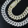 HBP Ny Iced Out Bling 20mm Baguett Cz Cuban Link Chain Necklace 5A Zircon Heavy Chunky Box Clasp Choker Hip Hop Women Män smycken7393245