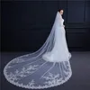 Voiles de mariée robe de mariée avec peigne 2022 bord de dentelle classique une couche appliquée voile de cathédrale 3m 2 couleurs