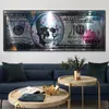 Czaszka Dolar Pieniądze Sztuka Płótno Plakaty I Wydruki 100 Dolarów Zdjęcia Ściany Nowoczesne Kreatywne Płótnie Malarstwo do salonu Decor