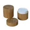 Inner PP White Plastic Empty All Inclusive Bamboo Wood Bottle Skincare Eye Cream With Disc Liner Screw Cap Cosmetic Refillable Packaging Facial Cream Pots 100g 150g