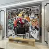 3D壁紙注文Papel de Parede車の背景の装飾絵画リビングルームソファテレビの背景壁紙家の装飾壁画
