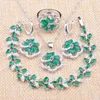 Örhängen halsband afrikanska smycken set lady bröllop gröna kristallarmband för kvinnor parti och öronuppsättning 2022 yz0717Earrings