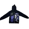 Mens Skull Purple Print Streetwear Oversized Hoodie Mens Jacket Goth Harajuku Y2k Clothes Grunge Zip Hoodie 220816