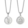 Pendant Necklaces Men Women Italy Gold Finish Round Baguette Setting Mexican Coin Centenario Mexicano Moneda 50 Pesos