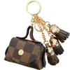 Portachiavi in pelle Anelli Gioielli Fiore marrone Plaid Nappa Portamonete Portachiavi Titolare Mini borsa portaoggetti