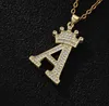 Kupfer Zirkon A-Z Krone Alphabet Anhänger Kette Halskette Punk Hip-Hop Stil Mode Frau Mann Initial Name Schmuck GC954