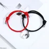 Lien chaîne mode dauphin amour Couple Bracelet aimant rouge noir corde Simple tempérament saint valentin Fawn22