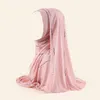 Abbigliamento etnico Musulmano Hijab Sciarpa lunga Cotone per la preghiera 120 200cm Copricapo Donna con strass Islam Ramadan StonesEtnico EtnicoEtnico