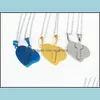 Pendant Necklaces Pendants Jewelry Broken Heart Blue Gold Couple Necklace Stainless Steel Engrave Love You Valentines Day Couples Drop Del