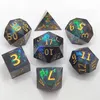 Другая фэнтезийная зеркальная смола D4 D6 D8 D10 D12 D20 DICE Черный полиадральный RPG DND COC SET с Sharp Edge Board Board Games Gift Edwi22