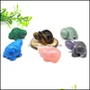 Granos sueltos de piedra Joyería 1.5 "Estatua de tortuga natural Curación Cristal Cuarzo Tallado a mano Estatuilla de tortuga marina Reiki Gem Fengshui Home Decora