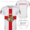 Huesca Tシャツの旗無料カスタム名スペイン州旗アラゴンTシャツ印刷スペイン旗夏の黒い白い服220702