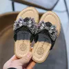 Summer Big Children's Rhinestone Fashion Flip Flop For Kids Teenager Girls Outdoor Pink Silver Slippers Beach Shoes New 2022 G220523