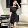 Abiti casual Abito estivo Elegante Vintage Oneck Women Office Bodycon Bandag Vestito estivo asimmetrico Party Pieghe sexy Abiti coreaniCasual