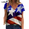 Streetwear Summer Women's Clothing Us Flag Multicolor Fashion Casure Sleeve Y2K T-Shirt Overdimensionerade toppar Pullover Tunic 220511