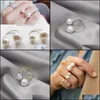 Hochzeitsringe Schmuck Mode Frauengröße Pearl Open Ring Temperament Wildgelenk Doppelliebhaber Geschenkwedding DHVCA