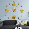 Wall Clocks Coffee Bar Decorative 3D DIY Silent Clock Kitchen Decor Cafe Beverage Shop Beans Art Super Big Watch