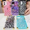 Coques de téléphone carrées en métal léopard Designer couverture arrière clair Plaid Lady étui de protection pour iPhone 13 13pro max 12 12pro 11 11pro X Xs XR 7 7p 8 8plus