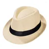 Berets Imixlot 7 Colors Fashion Summer Casual Unisex Beach Straw Hat Simple Sun Protection Jazz Cap Kids Cowboy HatsBerets Oliv22