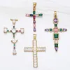 Pendant Necklaces OCESRIO Big Religious Cross Pendants For A Necklace Gold Plated Copper Zircon Jewelry Making Supplies Craft Pdta645