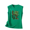 Tanques femininos Camis Mulheres St. Patrick's Day Tops Camisa Impressa Tee Sem Mangas Redondo Pescoço Solto T-shirt Colete Blusa Casual Músculo Preto